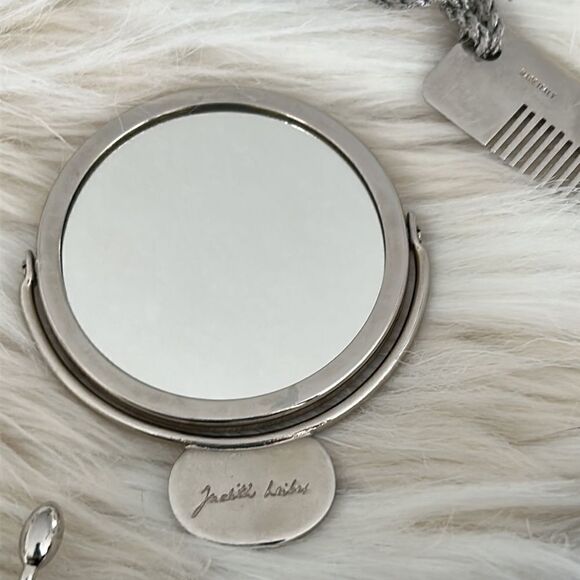 JUDITH LEIBER SUEDE EVENING BAG w/ COIN PURSE & STERLING COMB & MIRROR SET - Picture 8 of 11